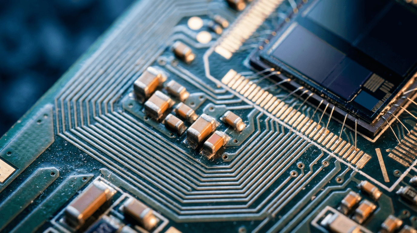 Stacked electronics components on a tray